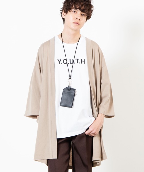 WEGO（ウィゴー）の「WEGO/ノーカラー7分袖ロングカーディガン（カーディガン/ボレロ・メンズ・ブラック/ネイビー/ベージュ・LARGE/MEDIUM/SMALL）」の3枚目の写真