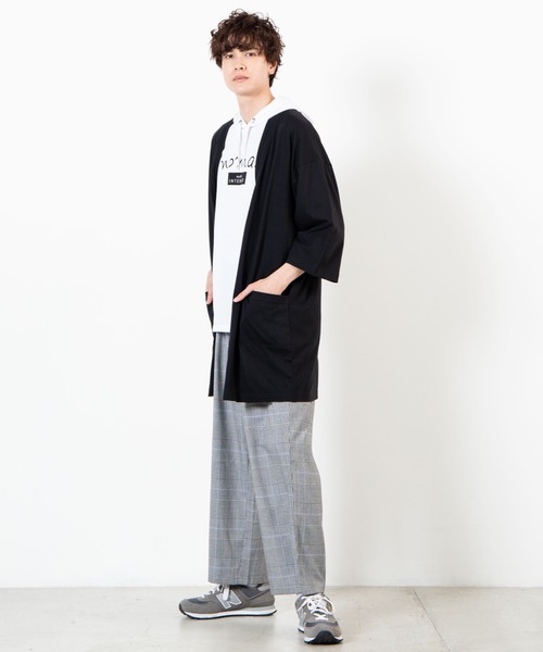 WEGO（ウィゴー）の「WEGO/ノーカラー7分袖ロングカーディガン（カーディガン/ボレロ・メンズ・ブラック/ネイビー/ベージュ・LARGE/MEDIUM/SMALL）」の15枚目の写真