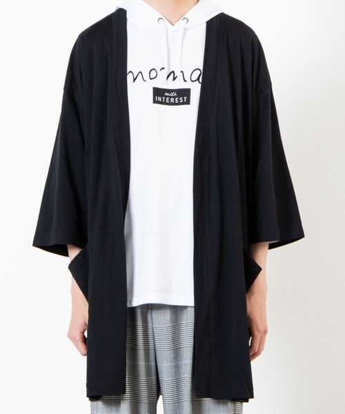 WEGO（ウィゴー）の「WEGO/ノーカラー7分袖ロングカーディガン（カーディガン/ボレロ・メンズ・ブラック/ネイビー/ベージュ・LARGE/MEDIUM/SMALL）」の10枚目の写真