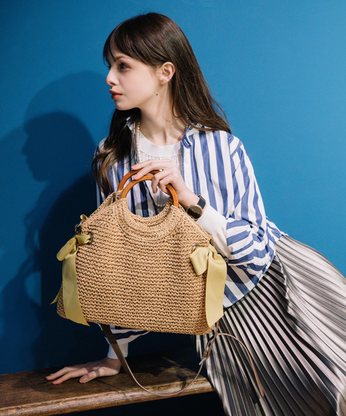 セール カシュカシュ Cachecache サイドリボンウッドハンドル2wayトートバッグ かごバッグ Cache Cache カシュ カシュ のファッション通販 Zozotown