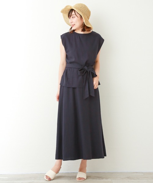 n'ee-ne(ネーネ)の「リネン混トップススカート セット(スカート・レディース・ライトベージュ/ベージュ/カーキ/ネイビー・M/L)」の4枚目の写真