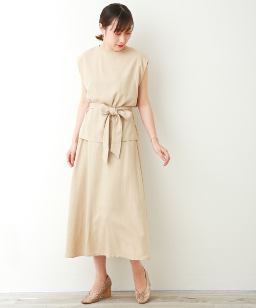 n'ee-ne(ネーネ)の「リネン混トップススカート セット(スカート・レディース・ライトベージュ/ベージュ/カーキ/ネイビー・M/L)」の9枚目の写真