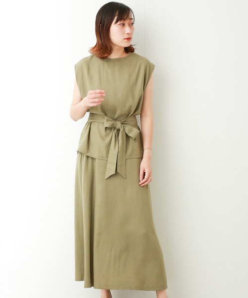 n'ee-ne(ネーネ)の「リネン混トップススカート セット(スカート・レディース・ライトベージュ/ベージュ/カーキ/ネイビー・M/L)」の12枚目の写真