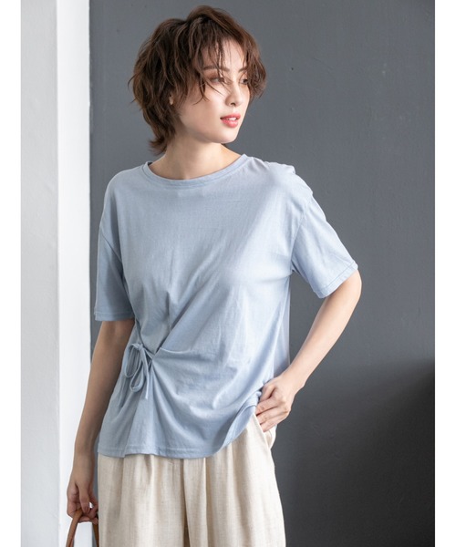 fifth(フィフス)の「サイドリボンTシャツ(Tシャツ/カットソー・レディース・サックスブルー/ブラック・MEDIUM)」の2枚目の写真