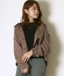 Salong hameu（サロン ハミュー）の「フェイクスエード ビッグポケットショート丈シャツジャケット（カバーオール）」