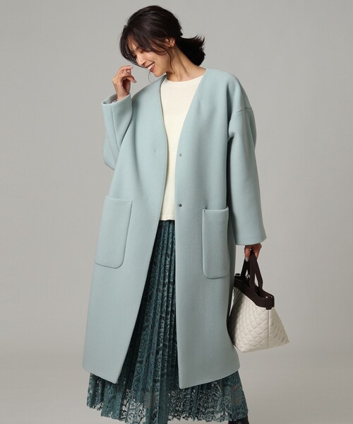 セール ノーカラーコート ジャケット アウター Untitled アンタイトル のファッション Untitled アンタイトル のノーカラーコート L ポンテベロアノーカラーコート 153 02 をセール価格で購入できます Untitled L ポンテベロアノーカラー