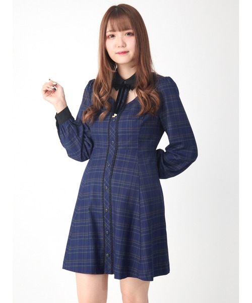 アンクルージュ フロント開きモノグラムワンピース フロント開きモノグラムワンピース - Ank Rouge(アンクルージュ
