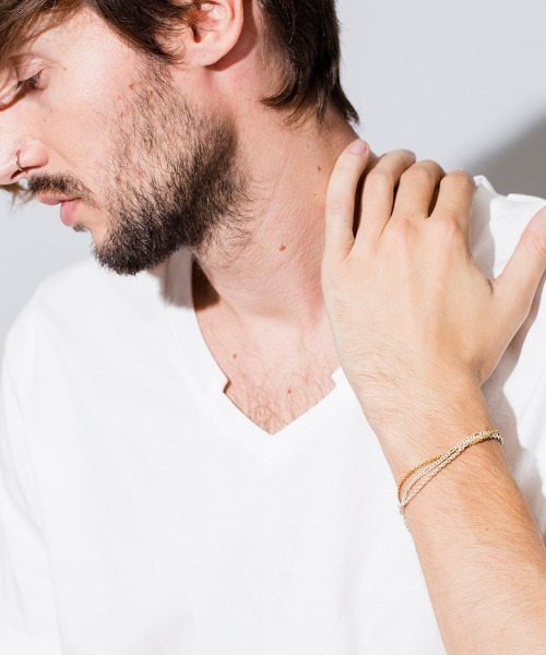 NO ID.（ノーアイディ）の「ab1359-レイヤードチェーンブレスレット（ブレスレット・メンズ・シルバー/ゴールド/ブラック・ONE SIZE）」の2枚目の写真