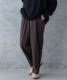 【UNIIT】T/Rツイルワイドパンツ ワイドシルエット 無地 ウエスト紐仕様