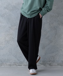 【UNIIT】T/Rツイルワイドパンツ ワイドシルエット 無地 ウエスト紐仕様