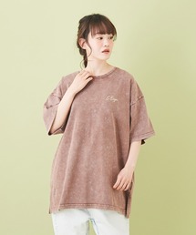 CUBE SUGAR（キューブシュガー）の「天竺 パウダー加工 バックプリント チュニック（Tシャツ/カットソー）」