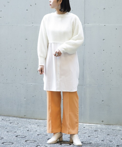 AS KNOW AS PINKY（アズノゥアズピンキー）の「ミドリフメッシュなプルオーバー（ニット/セーター・レディース・ブラック/ベージュ/オフホワイト/ブルー・FREE）」の7枚目の写真