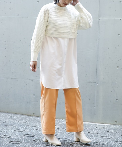 AS KNOW AS PINKY（アズノゥアズピンキー）の「ミドリフメッシュなプルオーバー（ニット/セーター・レディース・ブラック/ベージュ/オフホワイト/ブルー・FREE）」の8枚目の写真