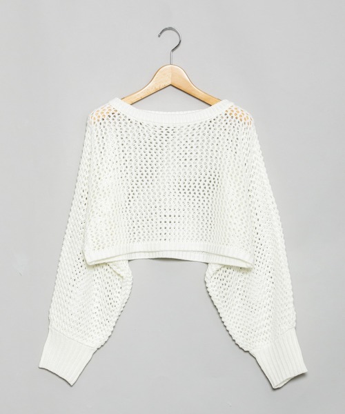 AS KNOW AS PINKY（アズノゥアズピンキー）の「ミドリフメッシュなプルオーバー（ニット/セーター・レディース・ブラック/ベージュ/オフホワイト/ブルー・FREE）」の18枚目の写真