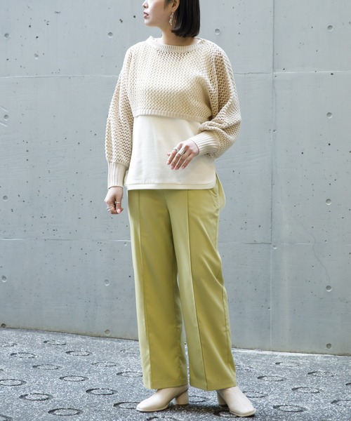 AS KNOW AS PINKY（アズノゥアズピンキー）の「ミドリフメッシュなプルオーバー（ニット/セーター・レディース・ブラック/ベージュ/オフホワイト/ブルー・FREE）」の11枚目の写真