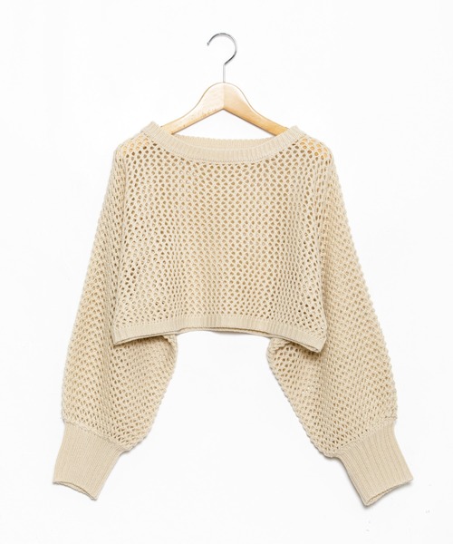 AS KNOW AS PINKY（アズノゥアズピンキー）の「ミドリフメッシュなプルオーバー（ニット/セーター・レディース・ブラック/ベージュ/オフホワイト/ブルー・FREE）」の19枚目の写真