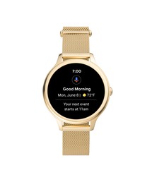 FOSSIL スマートウォッチ ゴールド デジタル腕時計 ストーン付き AndroidスマホでもiPhoneでも使える！FOSSILの最新スマート