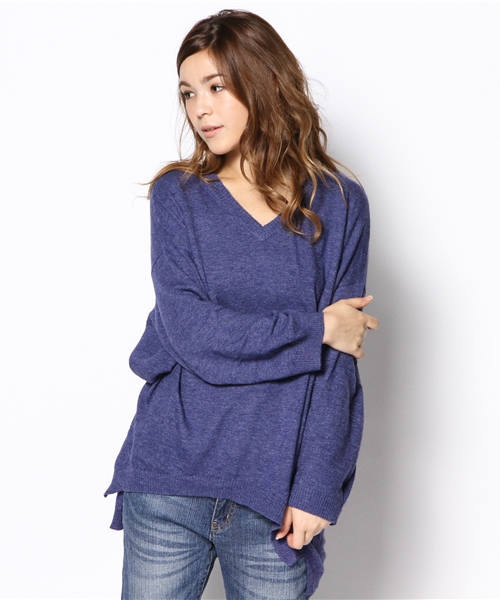 WHO'S WHO gallery（フーズフーギャラリー）の「【期間限定セール】【THE BIG SERIES】Angora V ネック（ニット/セーター・レディース・ピンク/パープル/チャコールグレー/ブラック・FREE）」の4枚目の写真