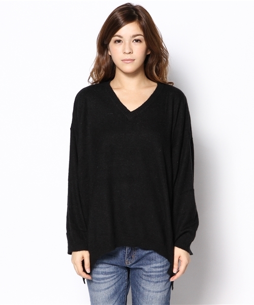 WHO'S WHO gallery（フーズフーギャラリー）の「【期間限定セール】【THE BIG SERIES】Angora V ネック（ニット/セーター・レディース・ピンク/パープル/チャコールグレー/ブラック・FREE）」の5枚目の写真