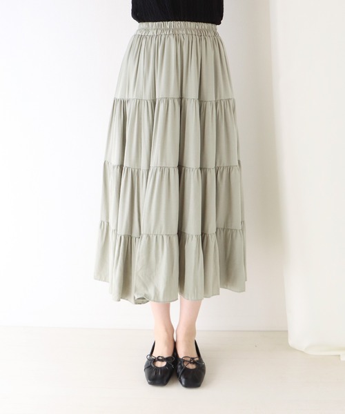 BLUEEAST（ブルーイースト）の「ティアードスカート（スカート・レディース・カーキ/オフホワイト/イエロー/レッド/ベージュ/ブラック/モカ/チャコールグレー・MEDIUM）」の20枚目の写真