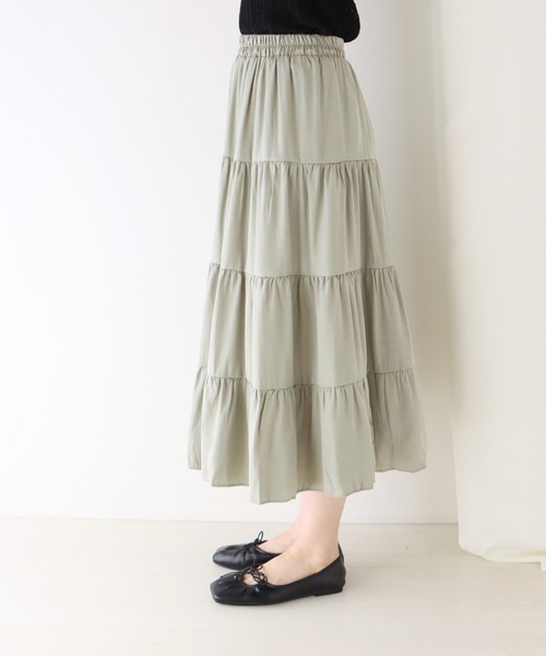 BLUEEAST（ブルーイースト）の「ティアードスカート（スカート・レディース・カーキ/オフホワイト/イエロー/レッド/ベージュ/ブラック/モカ/チャコールグレー・MEDIUM）」の19枚目の写真