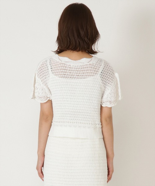 WILLSELECTION(ウィルセレクション)の「透かしあみ半袖カーディガン(カーディガン/ボレロ・レディース・ピンク/ブラック/オフホワイト・MEDIUM)」の8枚目の写真