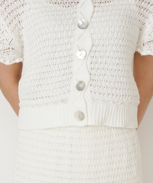 WILLSELECTION(ウィルセレクション)の「透かしあみ半袖カーディガン(カーディガン/ボレロ・レディース・ピンク/ブラック/オフホワイト・MEDIUM)」の11枚目の写真