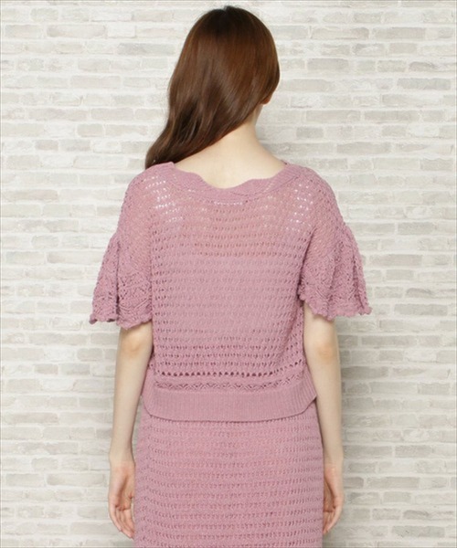 WILLSELECTION(ウィルセレクション)の「透かしあみ半袖カーディガン(カーディガン/ボレロ・レディース・ピンク/ブラック/オフホワイト・MEDIUM)」の14枚目の写真