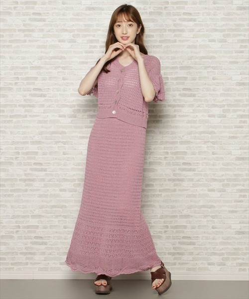 WILLSELECTION(ウィルセレクション)の「透かしあみ半袖カーディガン(カーディガン/ボレロ・レディース・ピンク/ブラック/オフホワイト・MEDIUM)」の12枚目の写真