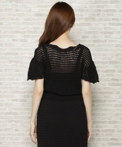 WILLSELECTION(ウィルセレクション)の「透かしあみ半袖カーディガン(カーディガン/ボレロ・レディース・ピンク/ブラック/オフホワイト・MEDIUM)」の18枚目の写真