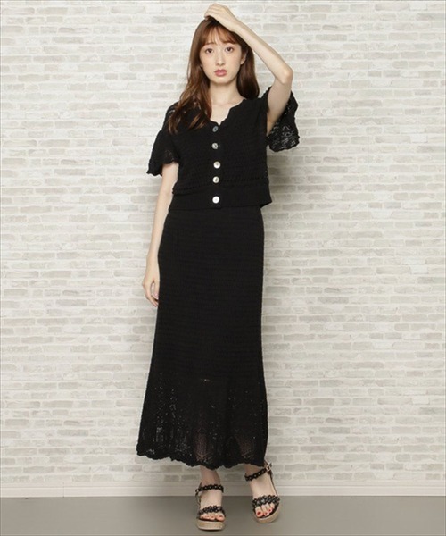 WILLSELECTION(ウィルセレクション)の「透かしあみ半袖カーディガン(カーディガン/ボレロ・レディース・ピンク/ブラック/オフホワイト・MEDIUM)」の16枚目の写真