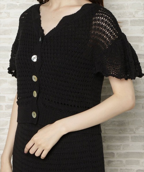 WILLSELECTION(ウィルセレクション)の「透かしあみ半袖カーディガン(カーディガン/ボレロ・レディース・ピンク/ブラック/オフホワイト・MEDIUM)」の19枚目の写真