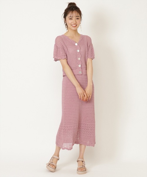 WILLSELECTION(ウィルセレクション)の「透かしあみ半袖カーディガン(カーディガン/ボレロ・レディース・ピンク/ブラック/オフホワイト・MEDIUM)」の20枚目の写真