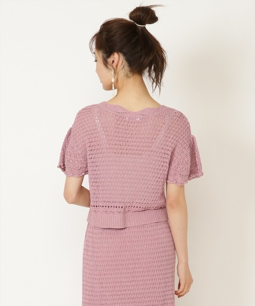 WILLSELECTION(ウィルセレクション)の「透かしあみ半袖カーディガン(カーディガン/ボレロ・レディース・ピンク/ブラック/オフホワイト・MEDIUM)」の22枚目の写真