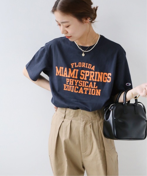 Champion（チャンピオン）の「【CHAMPION/チャンピオン】20s/1 USA Cotton Jersey：Tシャツ◆（Tシャツ/カットソー・レディース・ネイビー/ワイン・LARGE）」の2枚目の写真