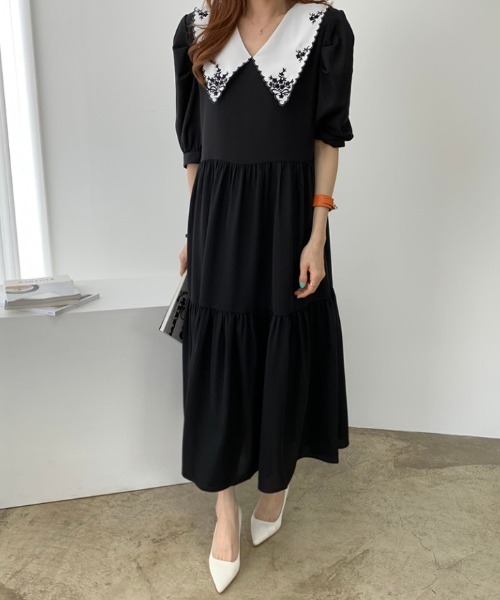 Abitokyo アビトーキョー のファッション ワンピース マキシ丈ビック刺繍エリティアードロングワンピース ワンピース Packrite Abitokyo アビトーキョー のファッション ワンピース マキシ丈ビック刺繍エリティアードロングワンピース ワンピース Packrite