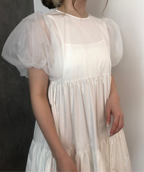 EIMY ISTOIRE(エイミーイストワール)の「シアースリーブティアードミニワンピース(ワンピース・レディース・ピンク/ブラック/ベージュ/ブルー/ホワイト・FREE)」の18枚目の写真