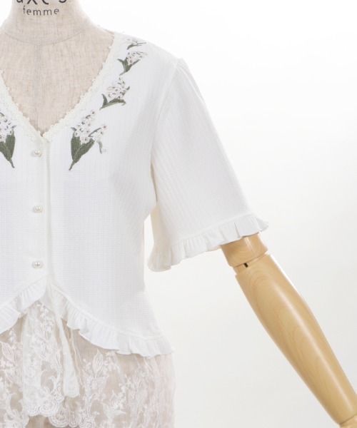 axes femme（アクシーズファム）の「すずらん刺繍裾レースボレロ（カーディガン/ボレロ・レディース・ホワイト/サックスブルー/ネイビー・MEDIUM）」の21枚目の写真