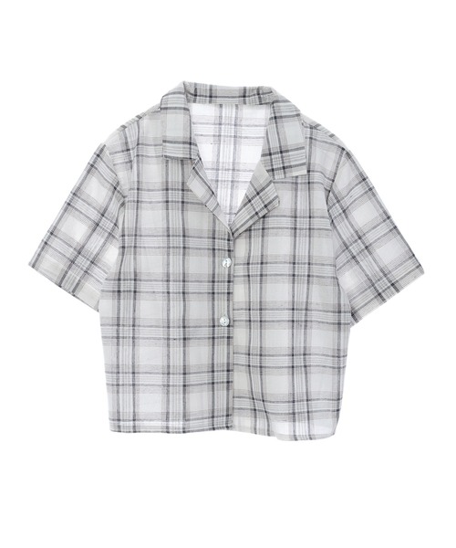fifth calin(フィフスカラン)の「開襟チェックシャツ(シャツ/ブラウス・レディース・ホワイト/ブラウン・MEDIUM)」の5枚目の写真