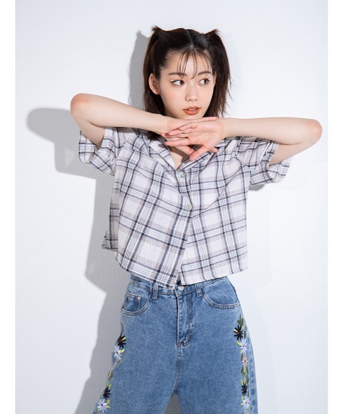 fifth calin(フィフスカラン)の「開襟チェックシャツ(シャツ/ブラウス・レディース・ホワイト/ブラウン・MEDIUM)」の14枚目の写真