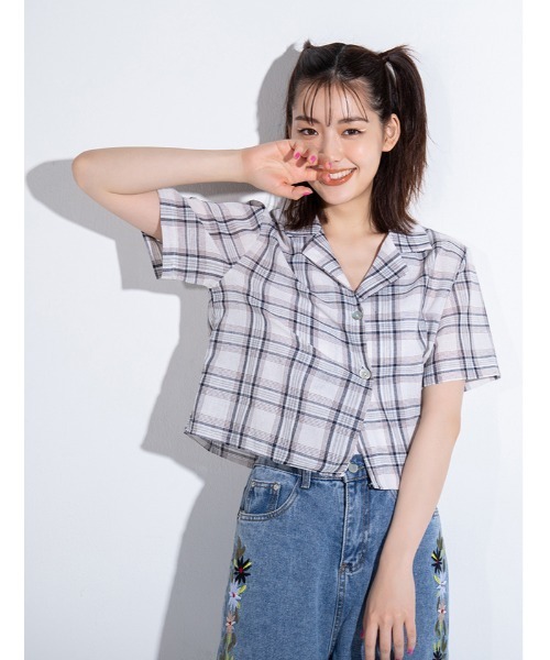 fifth calin(フィフスカラン)の「開襟チェックシャツ(シャツ/ブラウス・レディース・ホワイト/ブラウン・MEDIUM)」の17枚目の写真