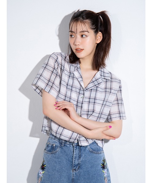 fifth calin(フィフスカラン)の「開襟チェックシャツ(シャツ/ブラウス・レディース・ホワイト/ブラウン・MEDIUM)」の19枚目の写真