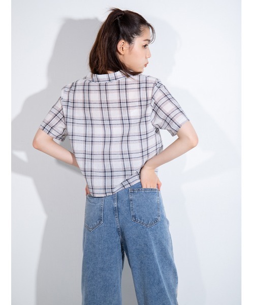 fifth calin(フィフスカラン)の「開襟チェックシャツ(シャツ/ブラウス・レディース・ホワイト/ブラウン・MEDIUM)」の20枚目の写真
