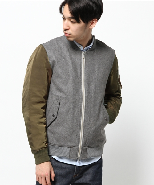 HARE（ハレ）の「イソザイスリーブキリカエMA-1(HARE)（ブルゾン・メンズ・グレー/ネイビー/トップグレー・SMALL/LARGE/MEDIUM）」の4枚目の写真