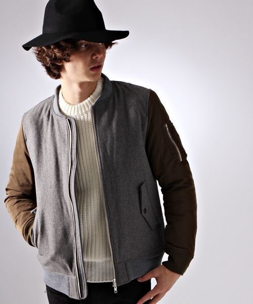 HARE（ハレ）の「イソザイスリーブキリカエMA-1(HARE)（ブルゾン・メンズ・グレー/ネイビー/トップグレー・SMALL/LARGE/MEDIUM）」の5枚目の写真