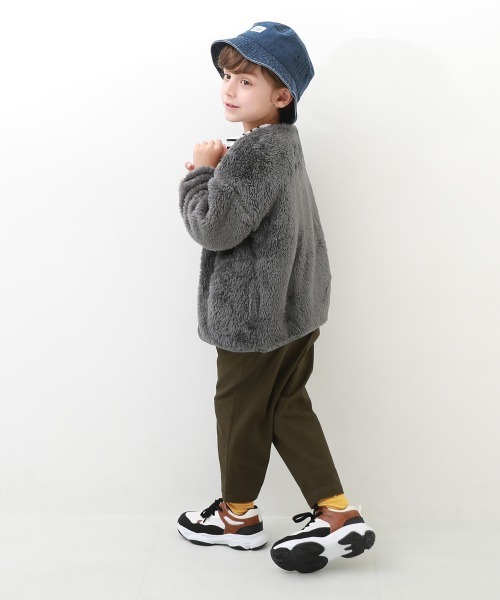 devirock（デビロック）の「洗える ボタン開き ボアジャケット（ブルゾン・キッズ・ベージュ/チャコール/オフホワイト/モカ・130cm/120cm/140cm/80ｃｍ/90cm/160cm/100cm/150cm/110cm）」の6枚目の写真