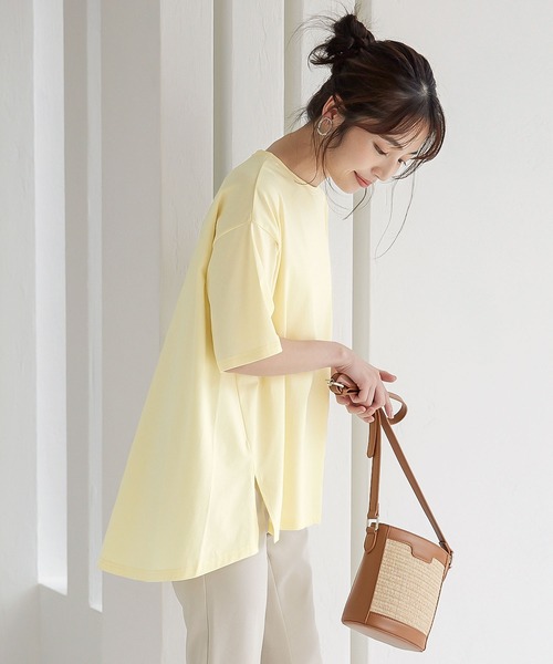 KOBE LETTUCE(コウベレタス)の「シルケットフレアTシャツ(Tシャツ/カットソー・レディース・ブルー/イエロー系その他/ブラック/オフホワイト/ライトカーキ・FREE)」の5枚目の写真