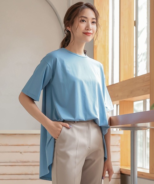 KOBE LETTUCE(コウベレタス)の「シルケットフレアTシャツ(Tシャツ/カットソー・レディース・ブルー/イエロー系その他/ブラック/オフホワイト/ライトカーキ・FREE)」の4枚目の写真