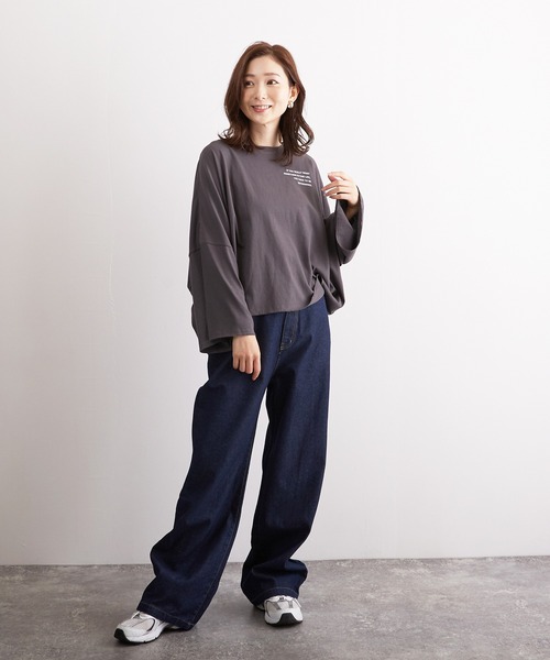 Wefst（ウェスト）の「【Wefst】16sOE天竺ロゴpt.オフラインショートT（Tシャツ/カットソー・レディース・チャコールグレー/オフホワイト/アイボリー・FREE）」の14枚目の写真