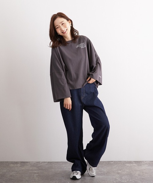 Wefst（ウェスト）の「【Wefst】16sOE天竺ロゴpt.オフラインショートT（Tシャツ/カットソー・レディース・チャコールグレー/オフホワイト/アイボリー・FREE）」の13枚目の写真